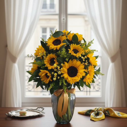 Vase with 12 Sunflowers