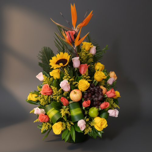 Floral Arrangement with Tropical Fruits